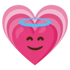 cara sonriendo con aureola + corazón creciente