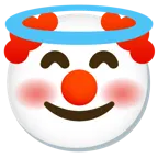 faccina con sorriso e aureola + faccina pagliaccio