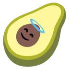 cara sonriendo con aureola + aguacate