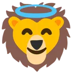 cara sonriendo con aureola + león
