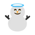 cara sonriendo con aureola + muñeco de nieve