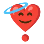 cara sonriendo con aureola + exclamación de corazón
