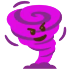 cara sonriendo con cuernos + tornado