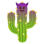 cara sonriendo con cuernos + cactus