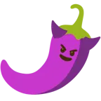 cara sonriendo con cuernos + chile picante