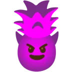 cara sonriendo con cuernos + piña
