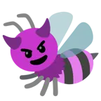 cara sonriendo con cuernos + abeja