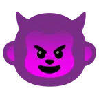 cara sonriendo con cuernos + cara de mono
