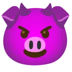 cara sonriendo con cuernos + cara de cerdo
