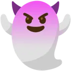 cara sonriendo con cuernos + fantasma