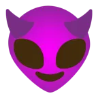 cara sonriendo con cuernos + alienígena