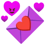 cara sonriendo con cuernos + carta de amor