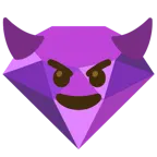cara sonriendo con cuernos + piedra preciosa