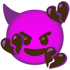 cara sonriendo con cuernos + corazón roto