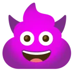 cara sonriendo con cuernos + caca con ojos