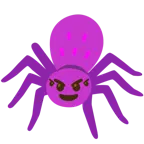 cara sonriendo con cuernos + araña