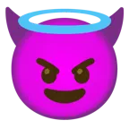 cara sonriendo con cuernos + cara sonriendo con aureola
