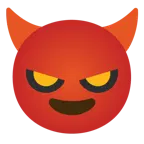 visage souriant avec des cornes + visage souriant avec des cornes