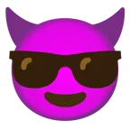 grinsendes Gesicht mit Hörnern + lächelndes Gesicht mit Sonnenbrille