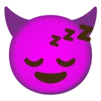 cara sonriendo con cuernos + cara durmiendo