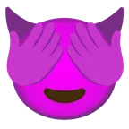 cara sonriendo con cuernos + mono con los ojos tapados