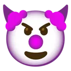 cara sonriendo con cuernos + cara de payaso