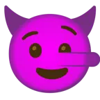 cara sonriendo con cuernos + cara de mentiroso