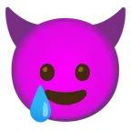 cara sonriendo con cuernos + cara sonriente con lágrima