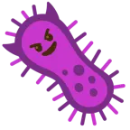 cara sonriendo con cuernos + microbio