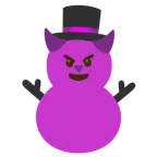 cara sonriendo con cuernos + muñeco de nieve