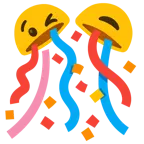 وجه يغمز + كرة أوراق ملونة