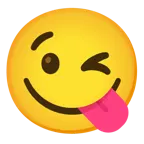 وجه يغمز + وجه يتلذذ بالطعام