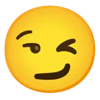 وجه يغمز + وجه بابتسامة متكلفة