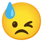 وجه يغمز + وجه بعرق بارد