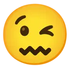 وجه يغمز + وجه مرتبك