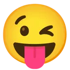 وجه يغمز + وجه بلسان متدلٍ