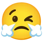 وجه يغمز + وجه بأنف يصدر بخارًا