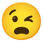 وجه يغمز + وجه عابس بفم مفتوح