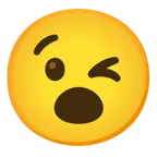 وجه يغمز + وجه بفم مفتوح