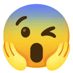 وجه يغمز + وجه خائف يصرخ