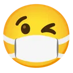 وجه يغمز + وجه بكمامة