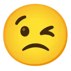 وجه يغمز + وجه عابس قليلاً