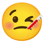 وجه يغمز + وجه مع ميزان للحرارة