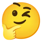 وجه يغمز + وجه يفكر