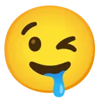 وجه يغمز + وجه بلعاب سائل