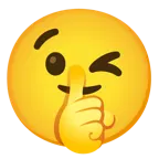 وجه يغمز + وجه يطلب الصمت