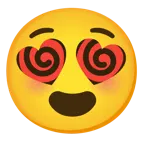 وجه مبتسم مع عينين على شكل قلب + وجه دائخ
