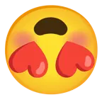وجه مبتسم مع عينين على شكل قلب + وجه مقلوب