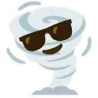 lächelndes Gesicht mit Sonnenbrille + Wirbelsturm