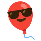 cara sonriendo con gafas de sol + globo